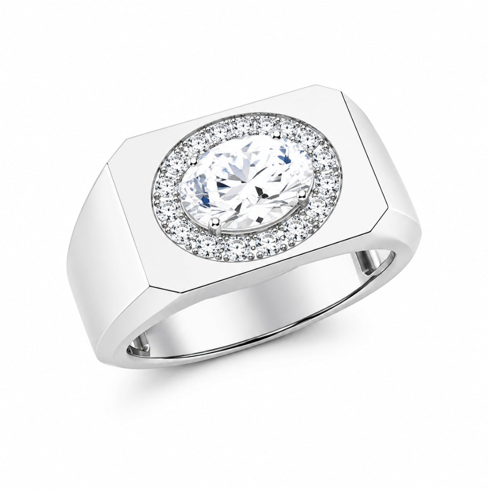 Oval Cut Lab Grown Diamond Halo Style Ring For Birthday Gift
