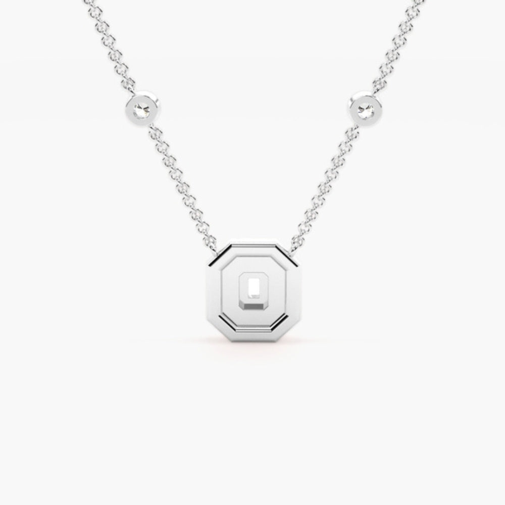 Emerald Cut Moissanite Double Halo Pendant