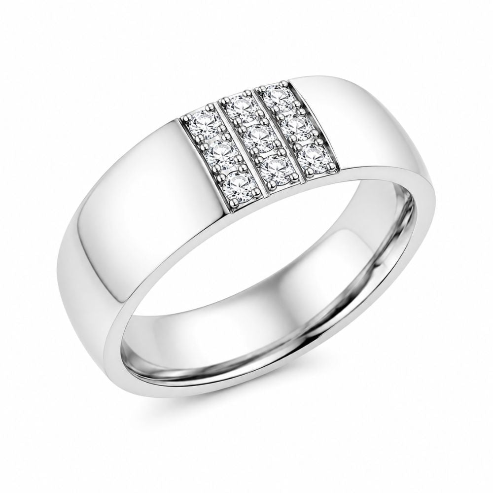 Round Cut Pave Set Lab Grown Diamond Wedding Band