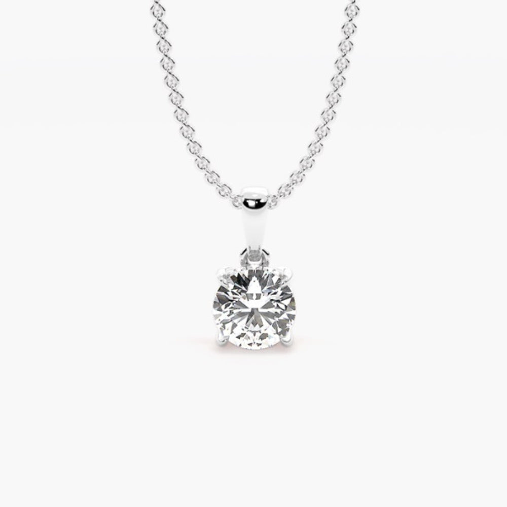Round Cut Moissanite Hidden Halo Pendant