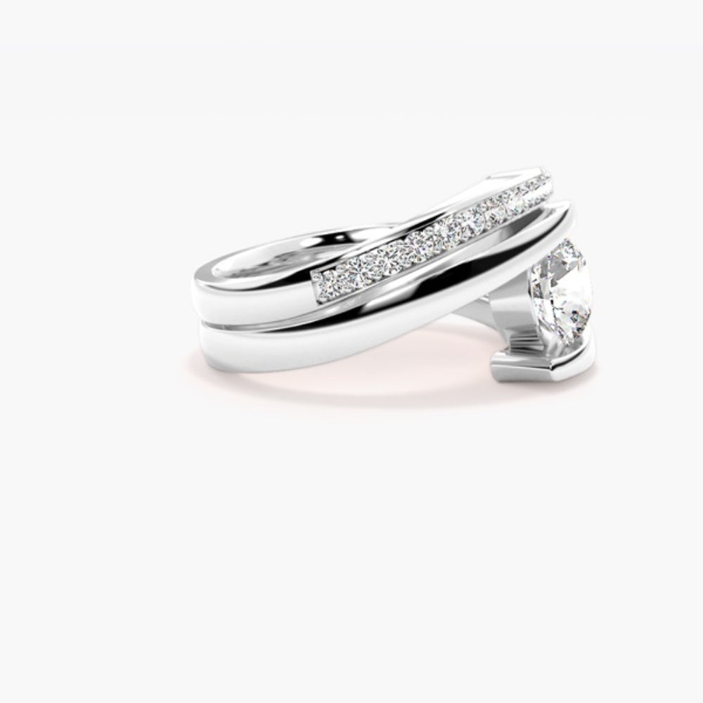 Round Cut Moissanite Solitaire Wedding Ring Set