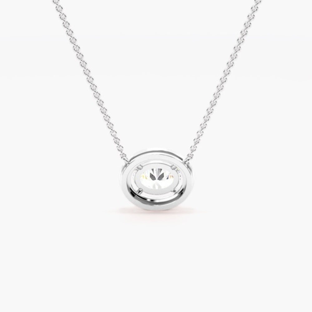 Oval Cut Colorless Moissanite Bar Set Pendant For Women