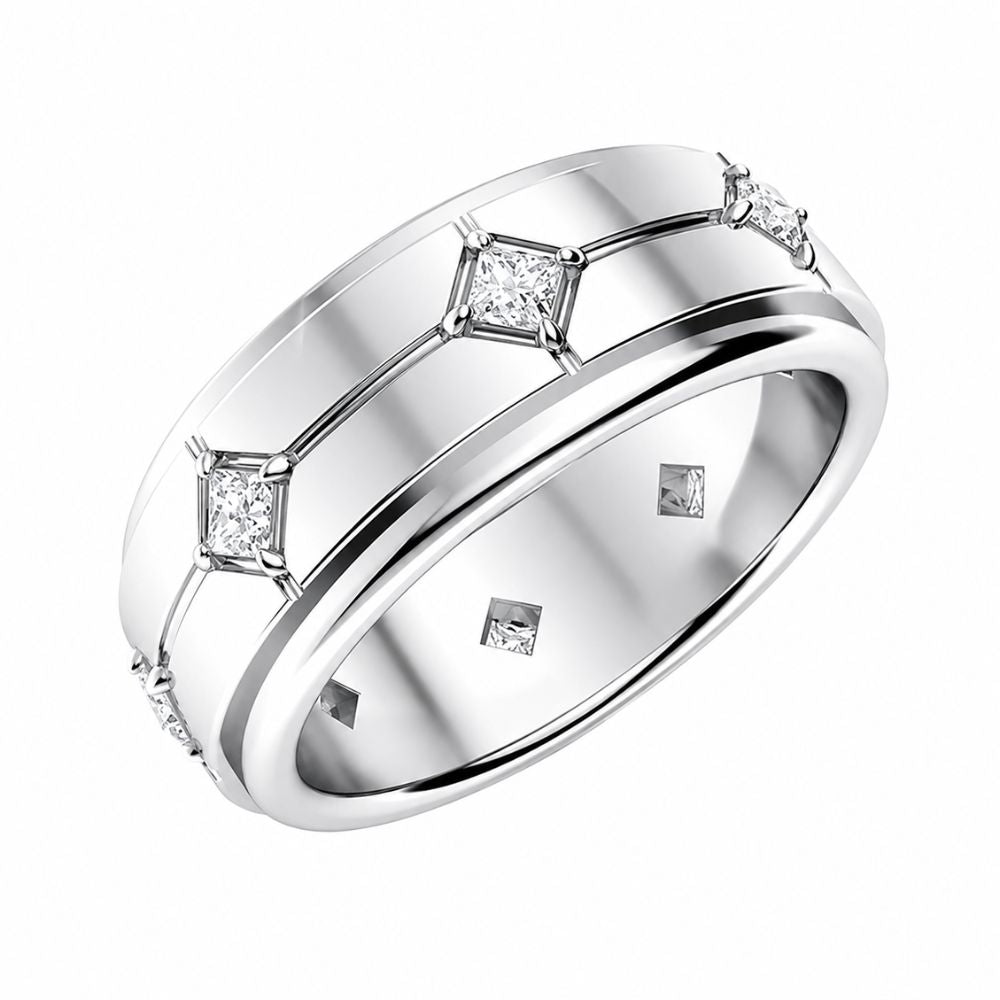 Princess Cut Lab Grown Diamond Classic Wedding Band For Men