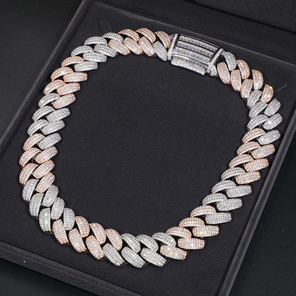Men's Wear Baguette & Round Cut Lab Grown Diamond Miami Cuban Chain