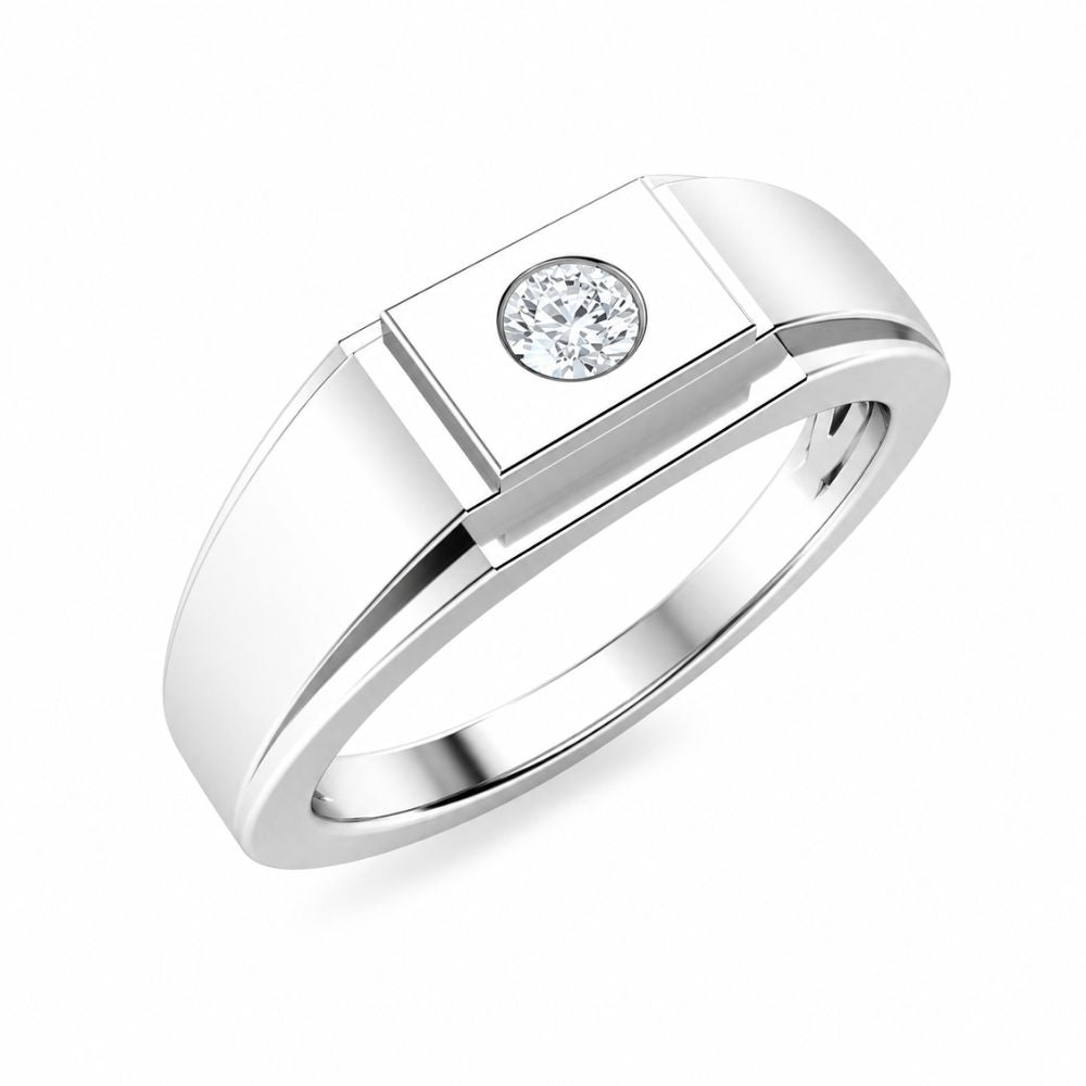 Round Cut Lab Grown Diamond Flush Set Men's Ring For Anniversary Gift