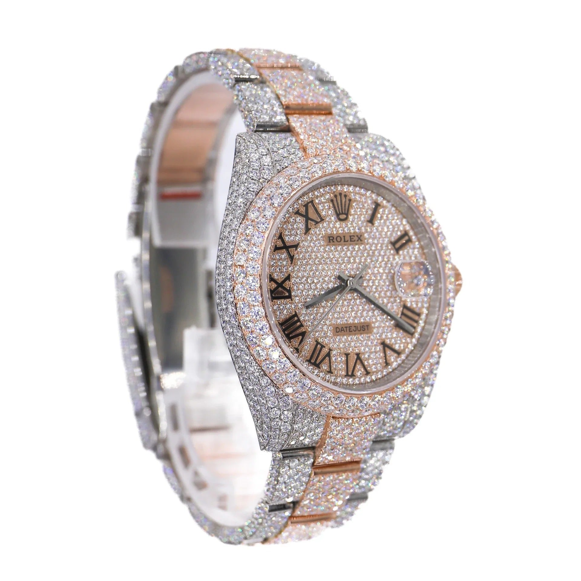 Dual Tone Moissanite Diamond Iced Out Rolex Datejust Luxury Watch