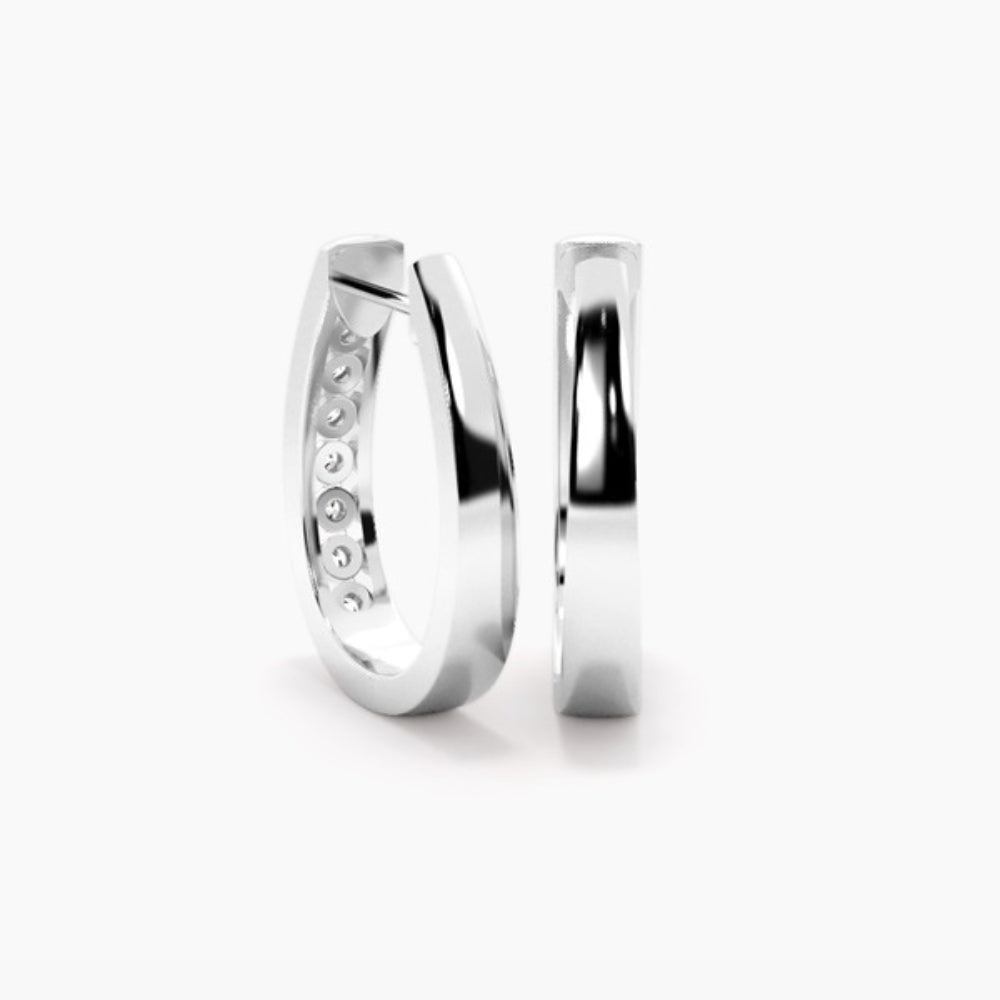 Round Cut Channel Set Moissanite Women's Hoop Earrings