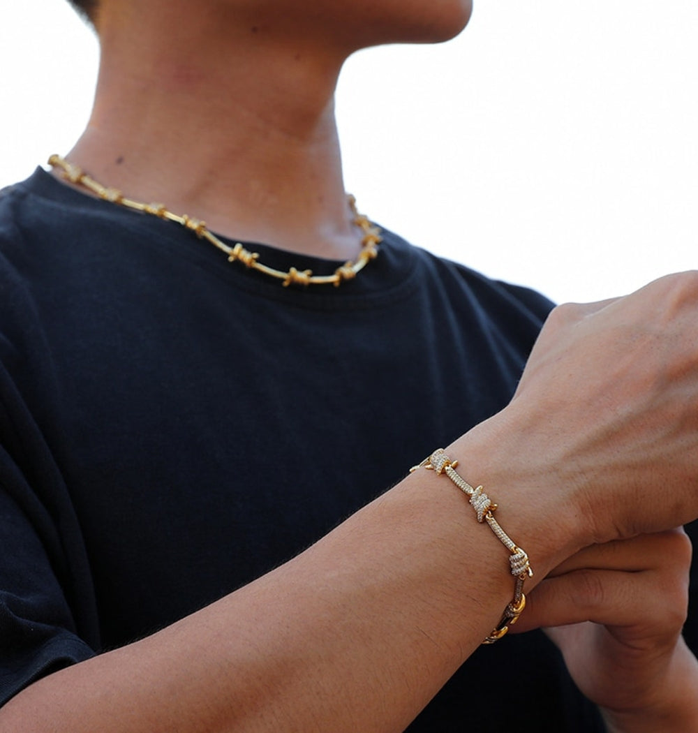 Moissanite Round Cut Wire Prong Hip Hop Bracelet