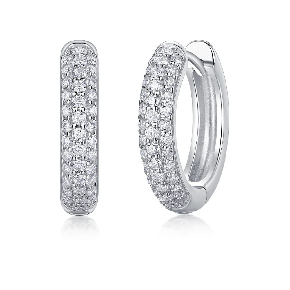 Round Cut Classic Moissanite Pave Set Hoop Earrings