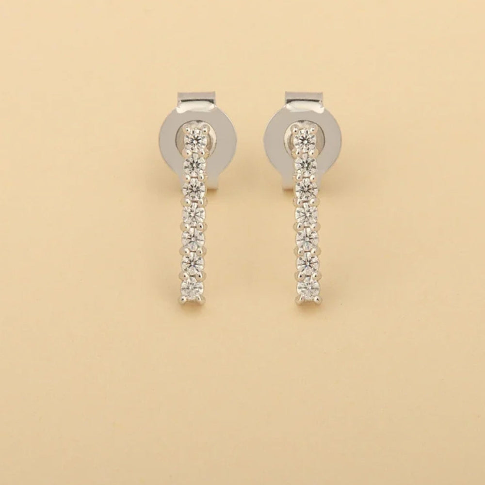 Classic Round Cut Moissanite Drop Earrings in 10K White Gold