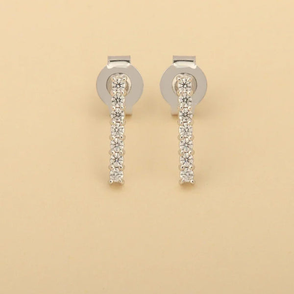 Classic Round Cut Moissanite Drop Earrings in 10K White Gold