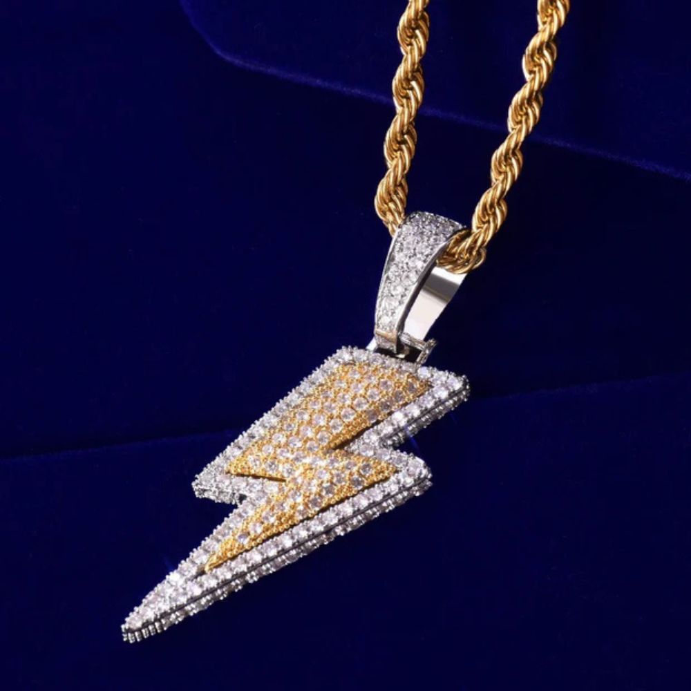 Men's Wear Round Cut Lab Grown Diamond Lightning Strike Pendant