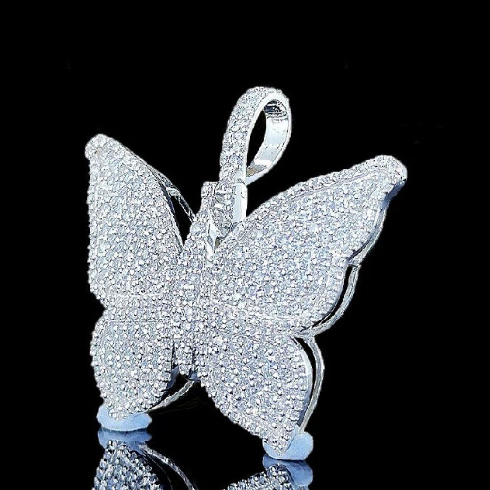 Iced Out VVS1 Moissanite Diamond Butterfly Hip Hop Pendant