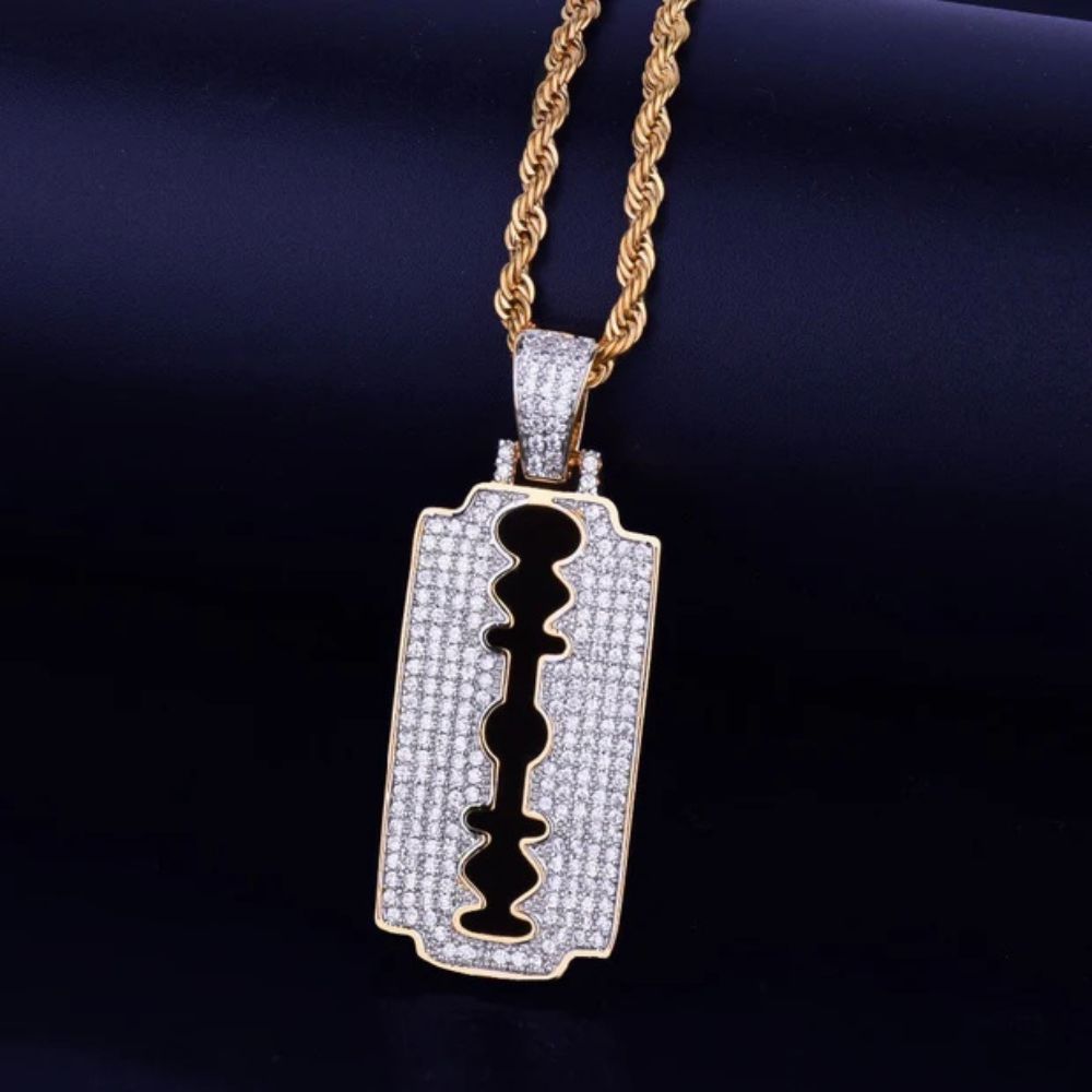 Lab Grown Diamond Round Cut Hip Hop Blade Pendant