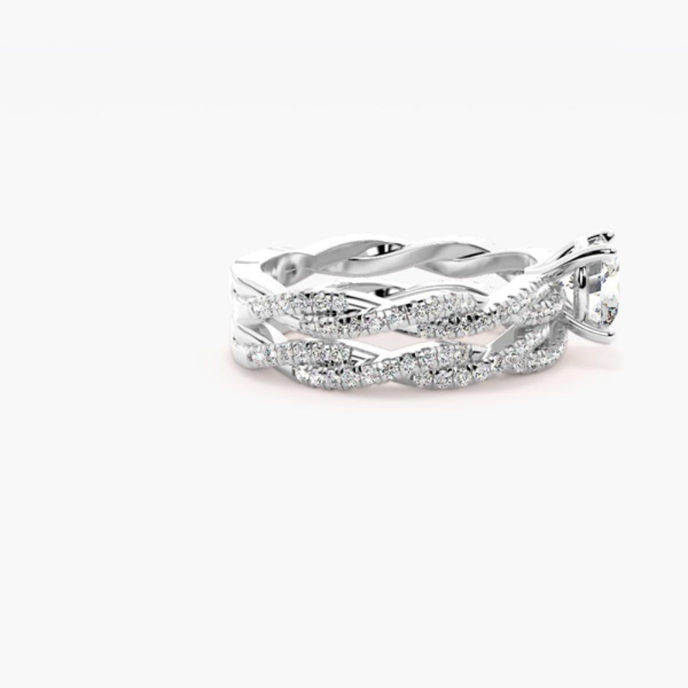 Round Cut Twisted Style Moissanite Wedding Ring Set