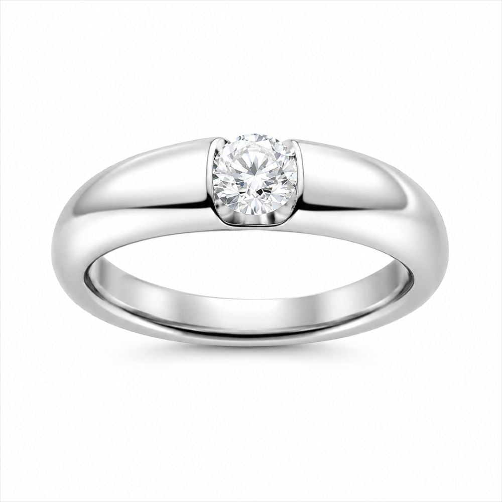 Round Cut Lab Grown Diamond Solitaire Ring For Men