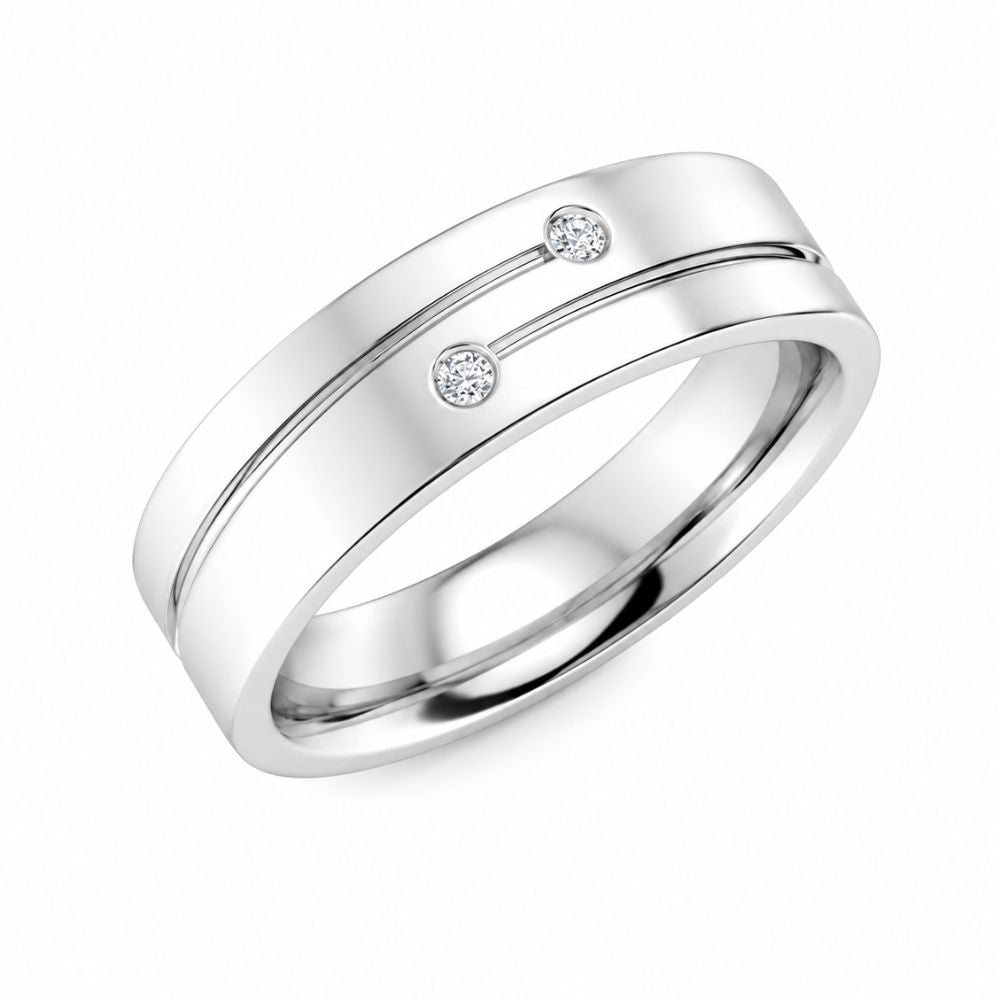 Round Cut Lab Grown Diamond Flush Set Wedding Band For Him