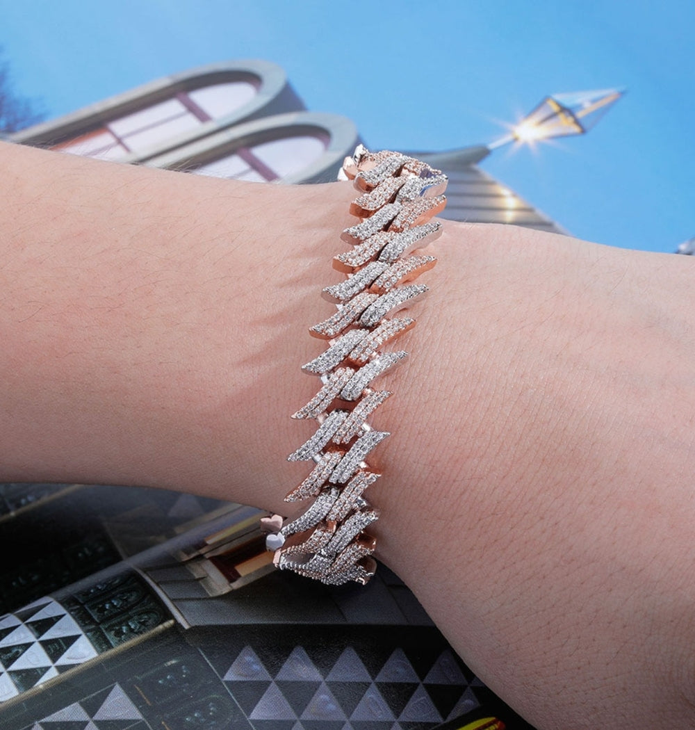 Moissanite Round Cut Iced Out Cuban Hip Hop Bracelet