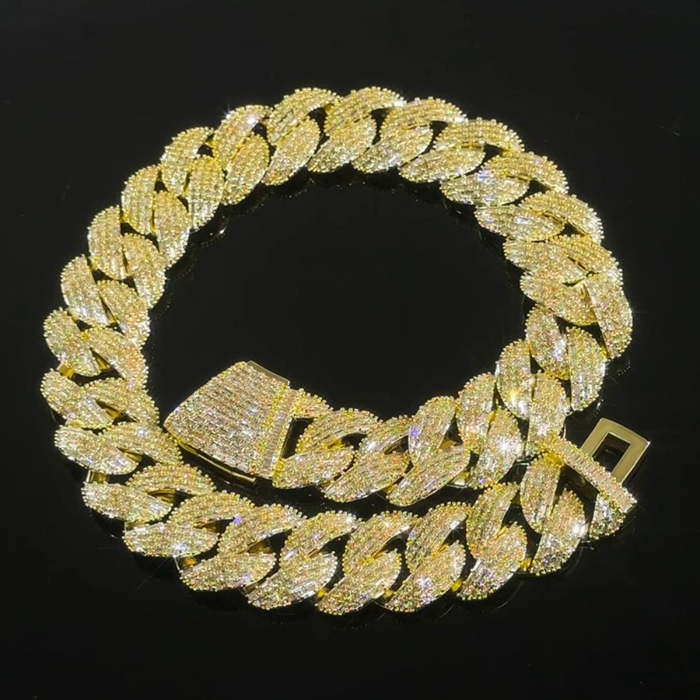 VVS1 Moissanite Round Cut Miami Link Hip Hop Chain