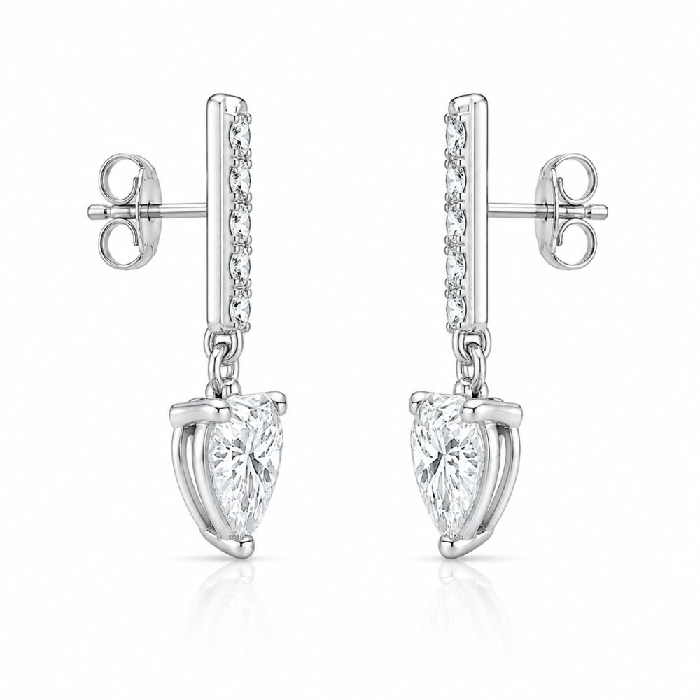 Heart & Round Cut Moissanite Classic Drop Dangle Earrings