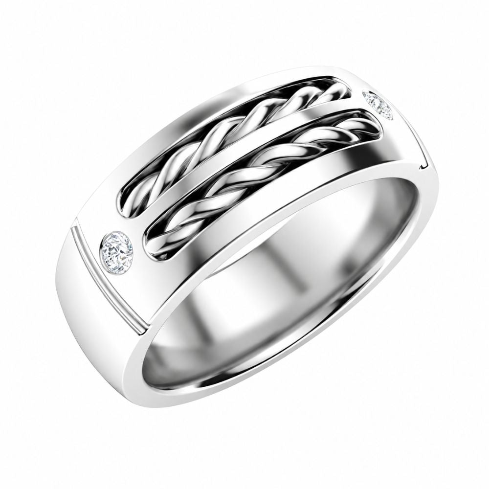 Round Cut Lab Grown Diamond Flush Set Wedding Band For Men