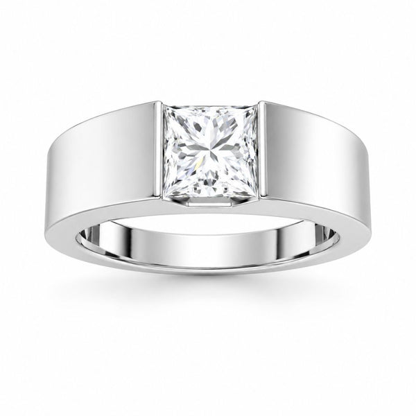 Princess Cut Lab Grown Diamond Bar Set Solitaire Engagement Ring