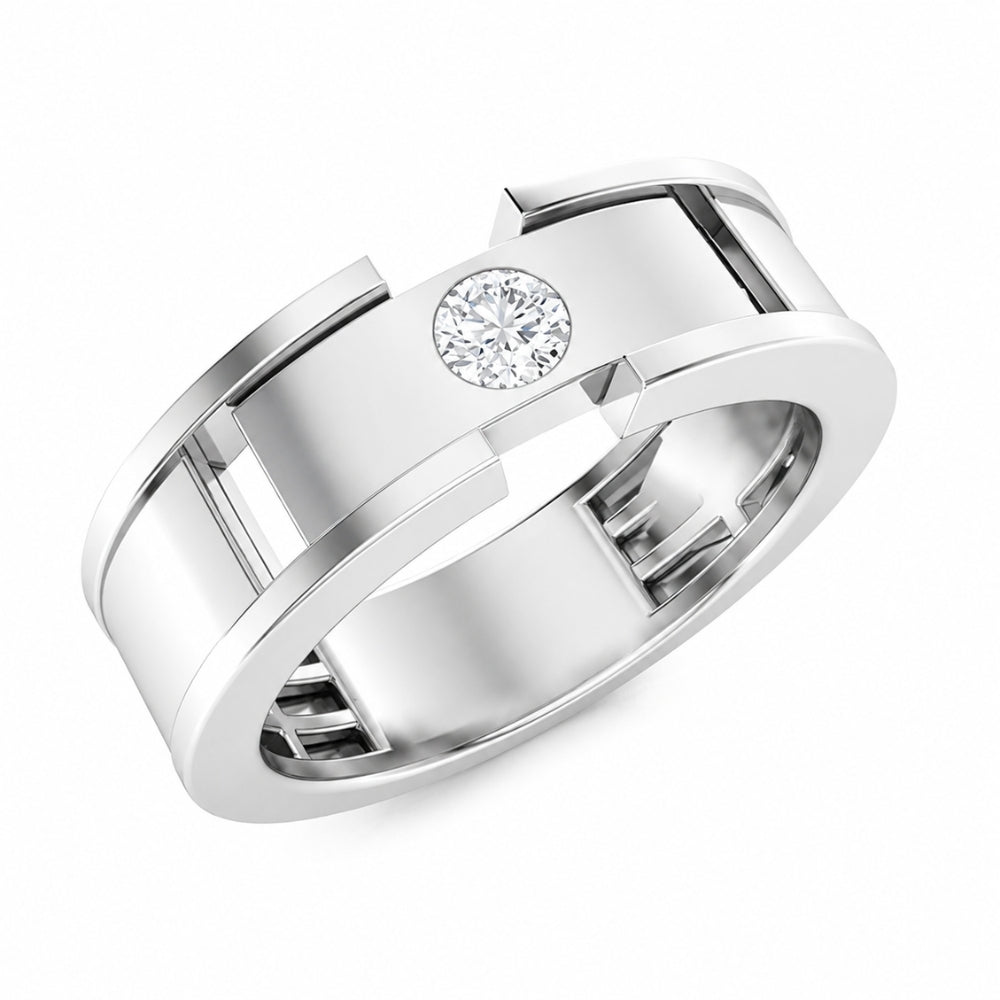 Round Cut Lab Grown Diamond Flush Set Wedding Band For Men