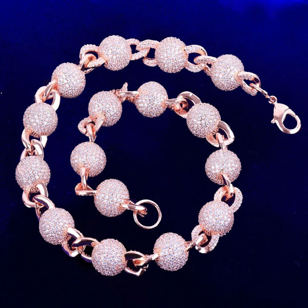 Round Cut Lab Grown Diamond Ball Chain For Men