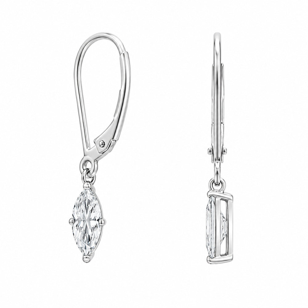 Solitaire Marquise Cut Moissanite Drop Dangle Earrings