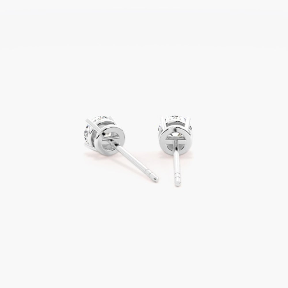 Round Cut Moissanite Basket Prong Solitaire Earring