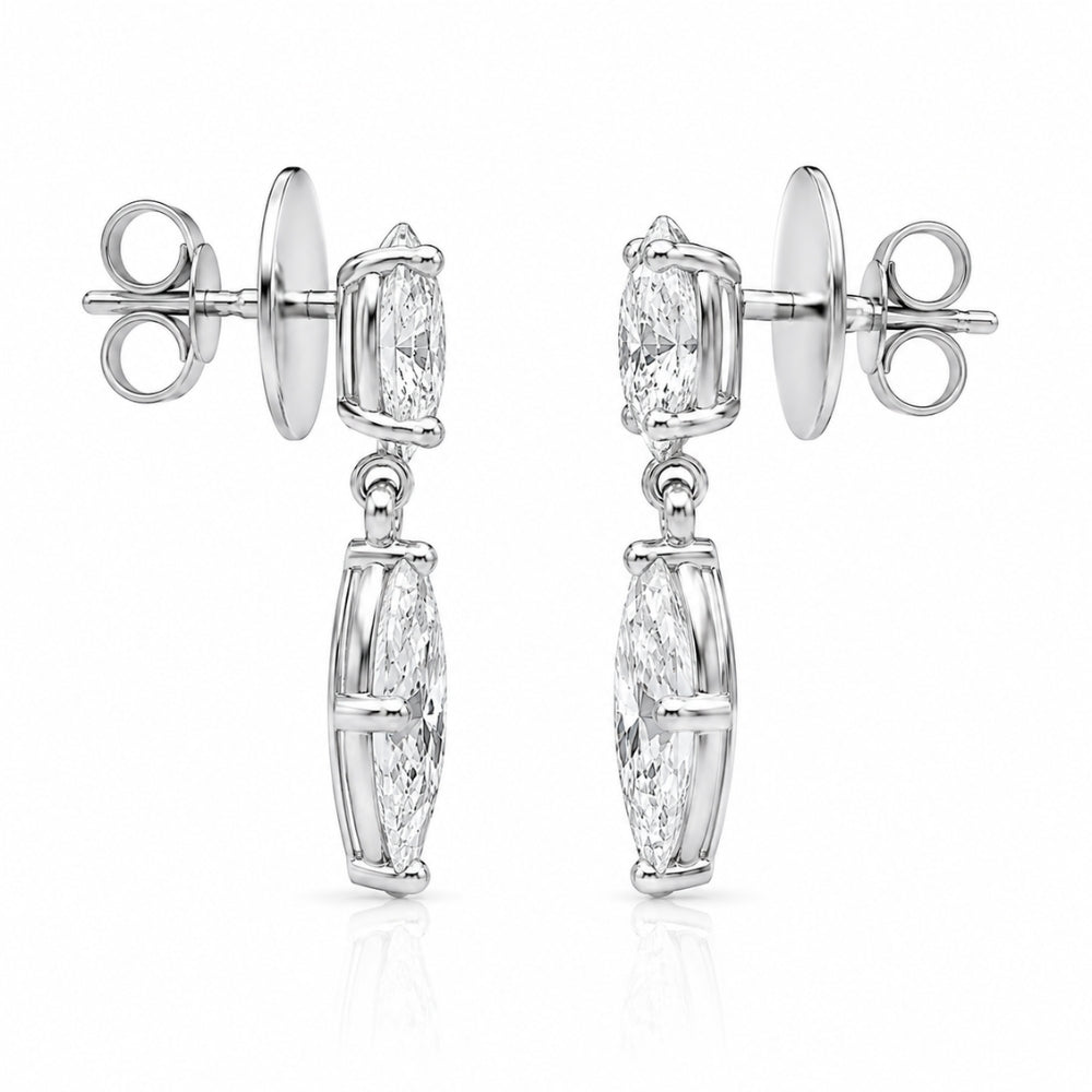 Marquise Cut Colorless Moissanite Women's Drop Earrings