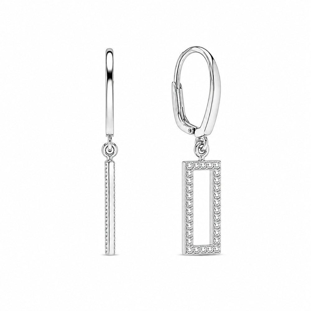 VVS1 Moissanite Round Cut Rectangle Style Drop Dangle Earrings