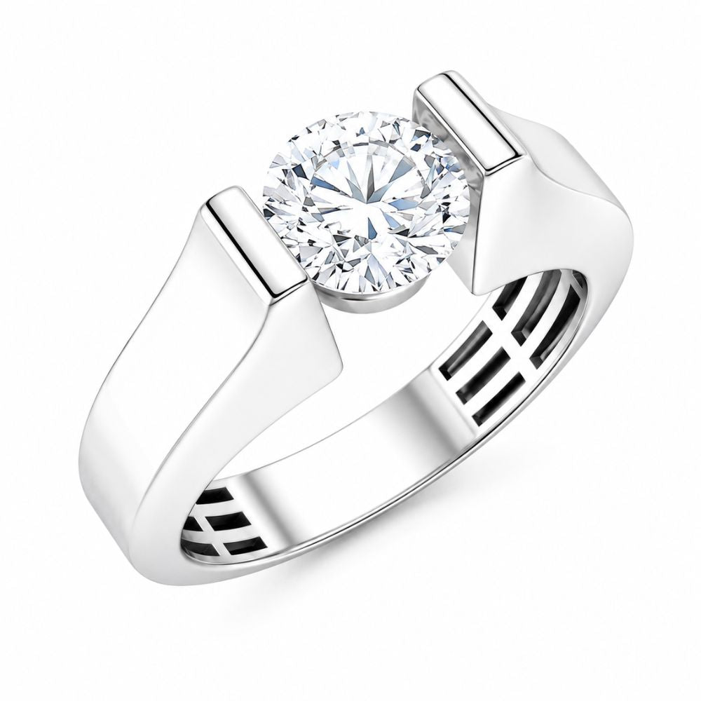Lab Grown Diamond Round Cut Tension Set Engagement Ring