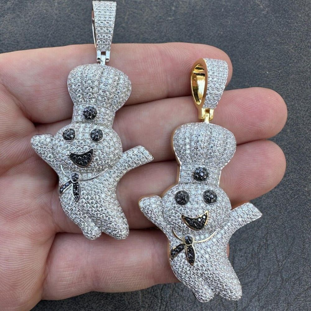 Iced Out Moissanitye Pillsbury Doughboy Hip Hop Pendant
