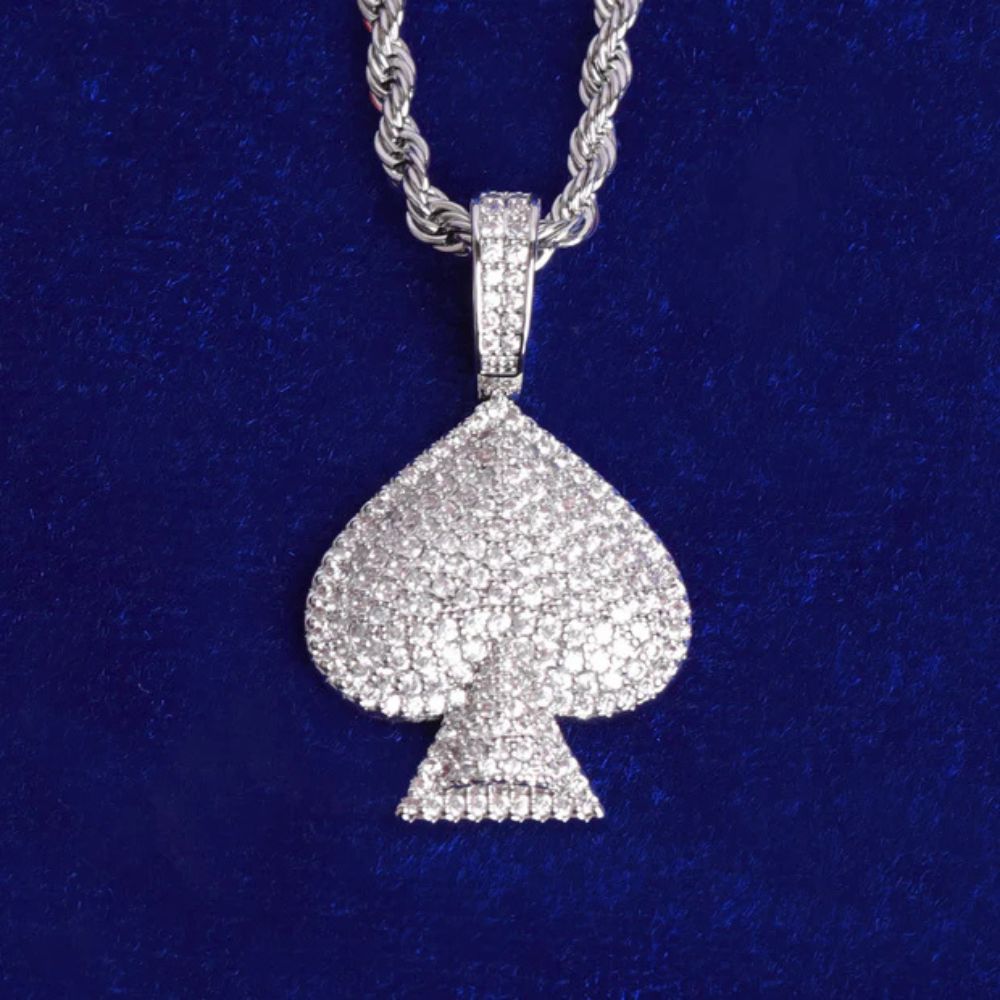 Lab Grown Diamond Round Cut Ace Of Spades Hip Hop Pendant