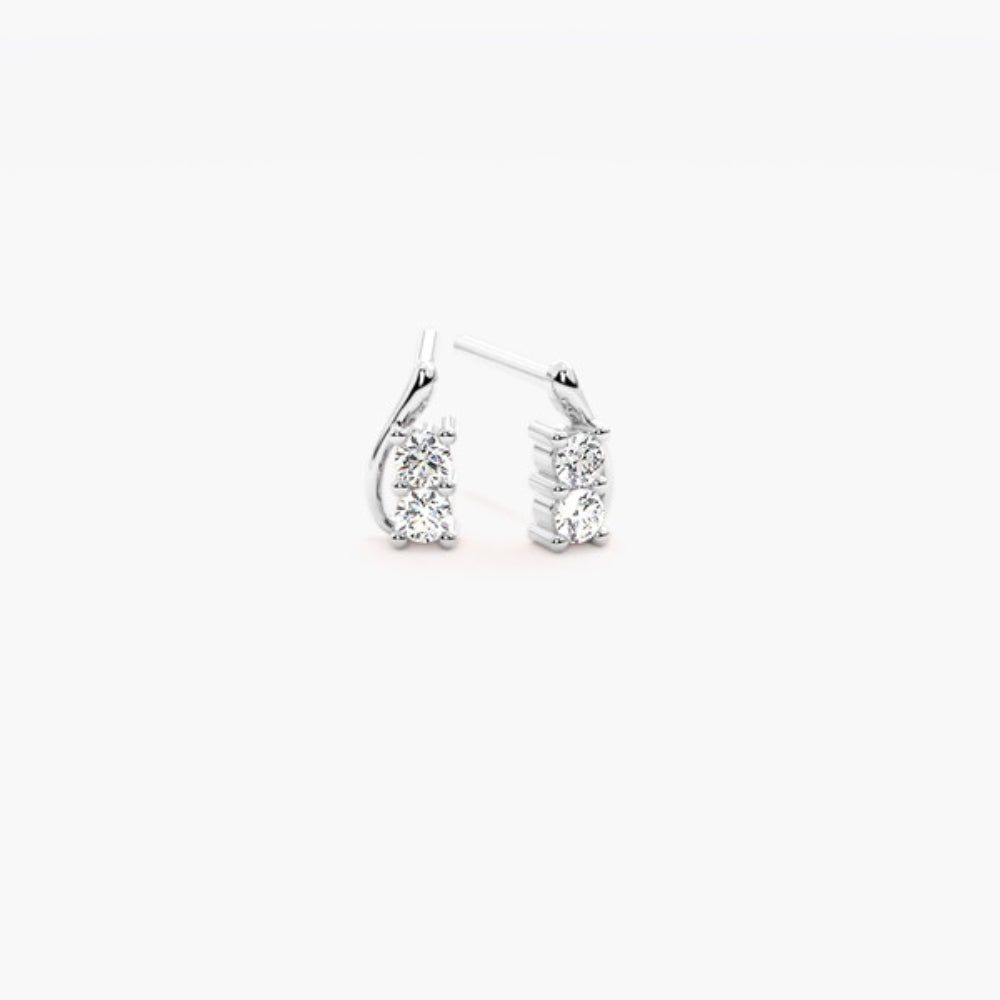 Moissanite Round Cut Two Stone Stud Earring