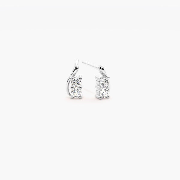 Moissanite Round Cut Two Stone Stud Earring