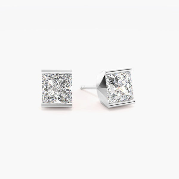 Princess Cut Moissanite Bar Set Solitaire Earring