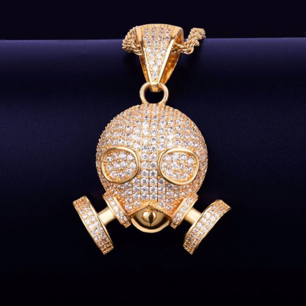 Round Cut Lab Grown Diamond gas mask Hip Hop Pendant