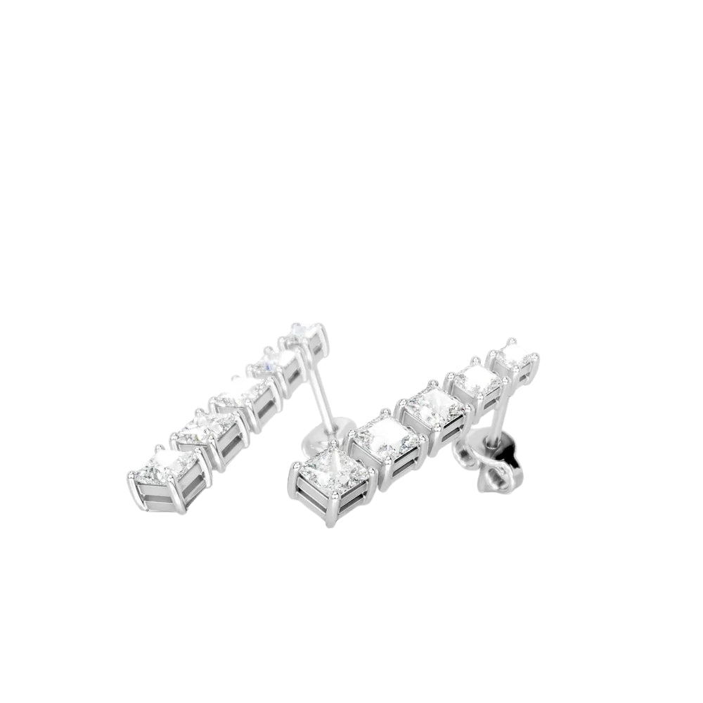 Princess Cut Moissanite Women's Drop Dangle Earrings For Birthday Gift