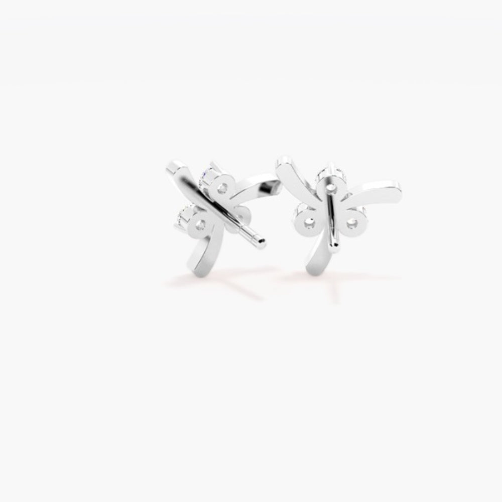 Round Cut Moissanite Three Stone Stud Earring