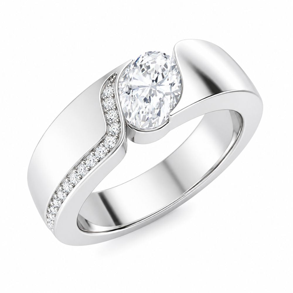 Oval Cut Lab Grown Diamond Classic Wedding Band For Men