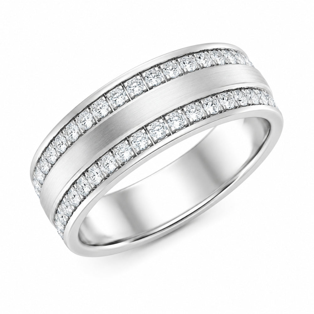 Lab Grown Diamond Round Cut Classic Pave Set Wedding Band