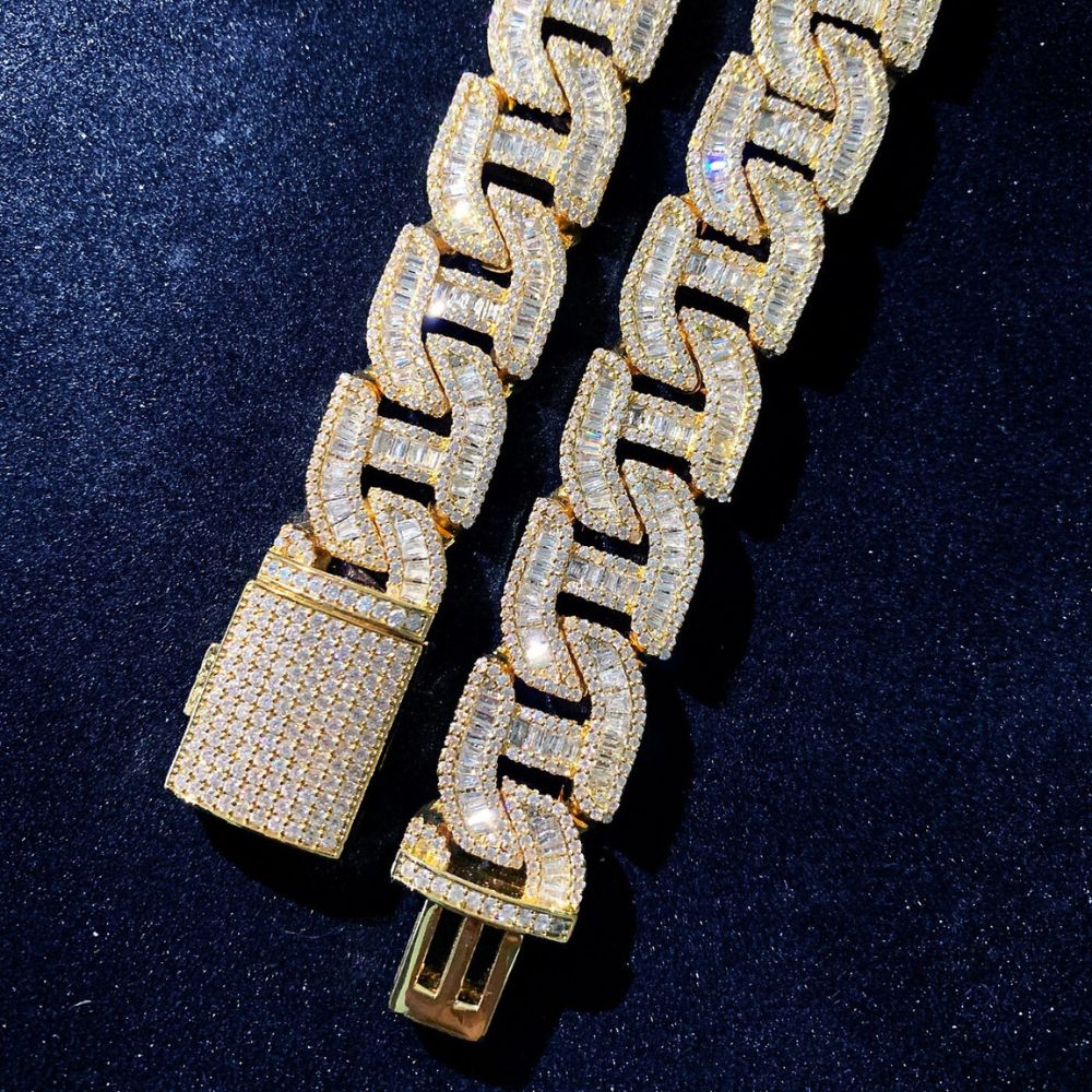 Baguette Cut Lab Grown Diamond Mariner Link Chain