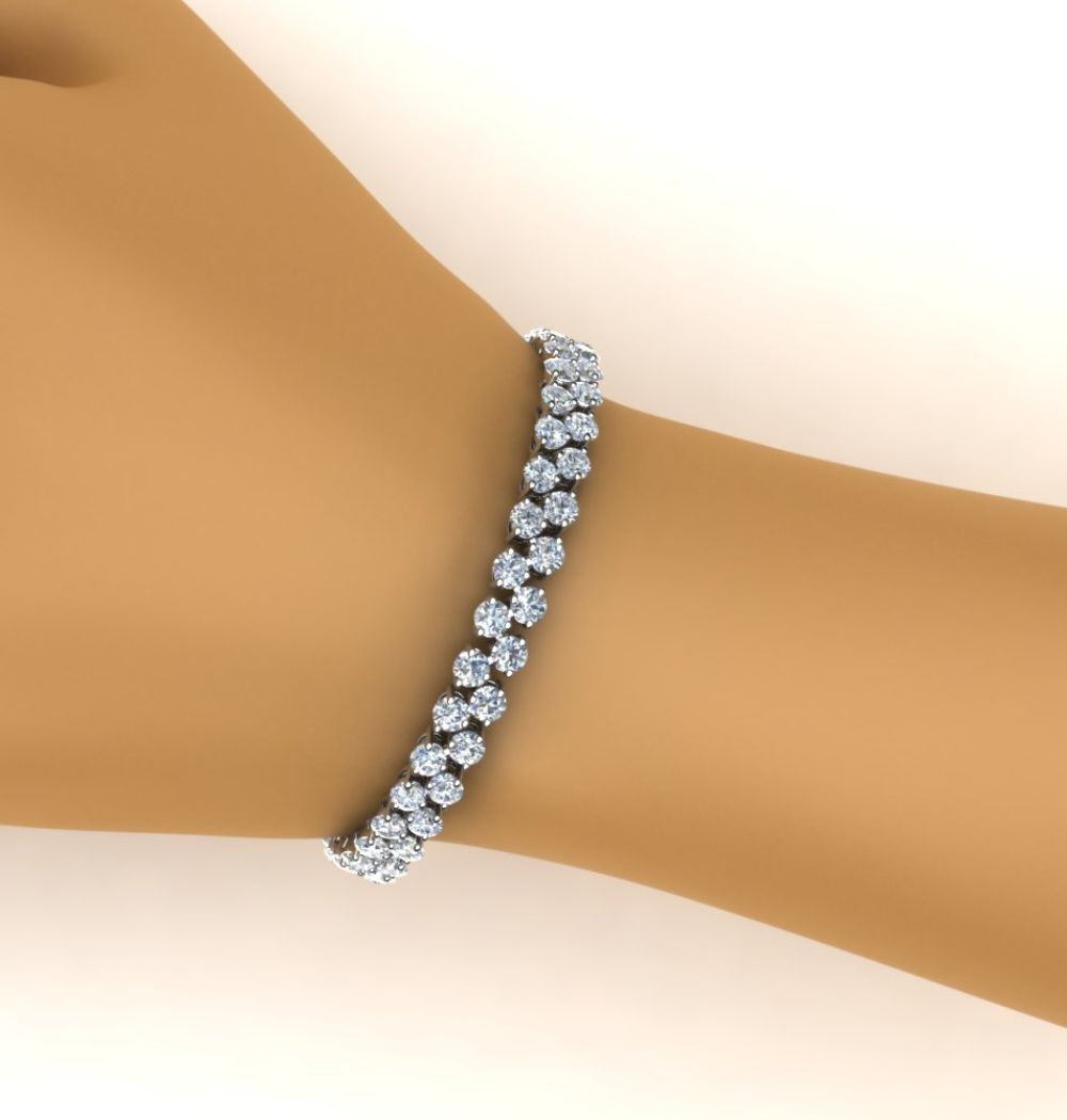 Round Cut Moissanite Tennis Bracelet For Valentine Gift