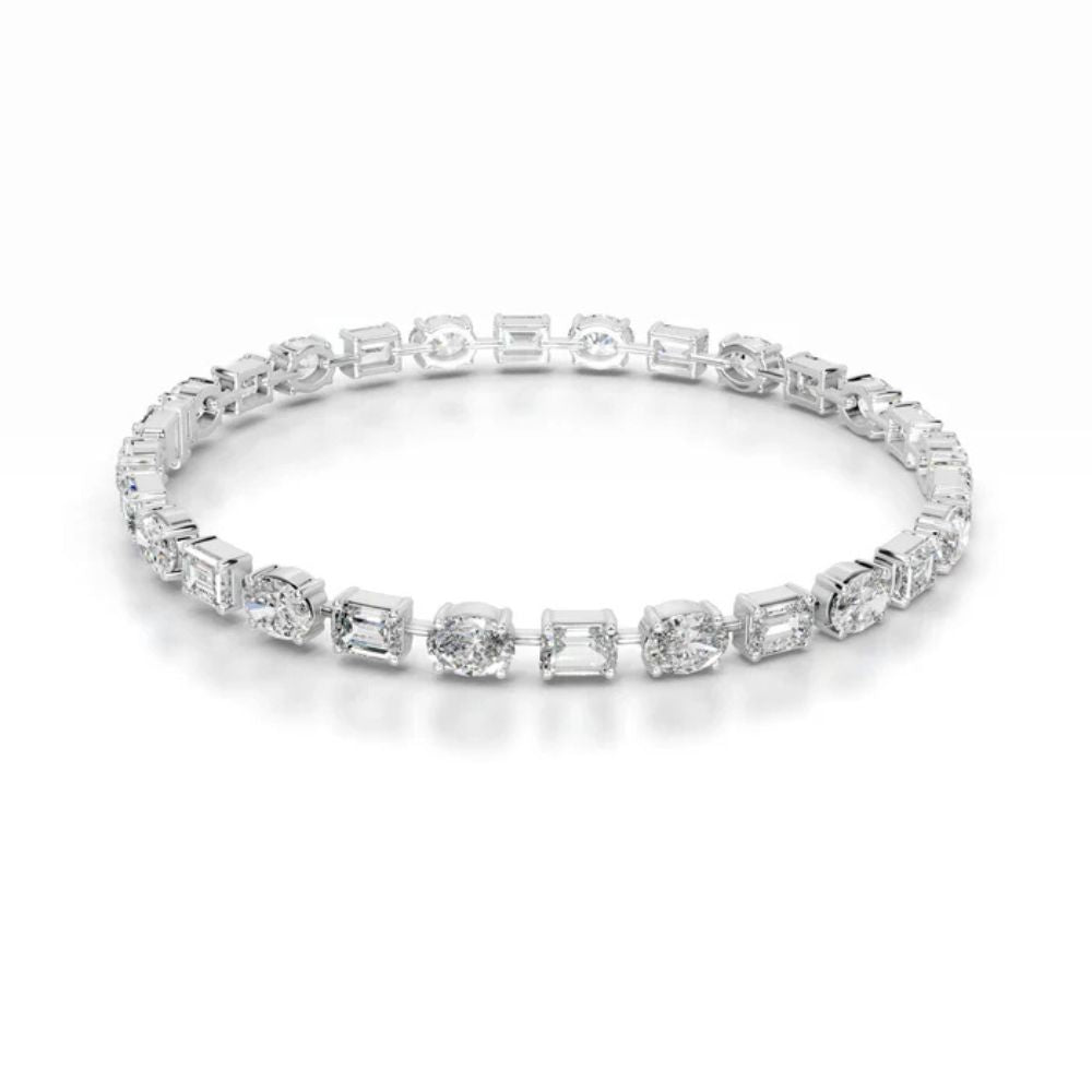 Emerald Cut & Oval Cut Moissanite Tennis Bracelet