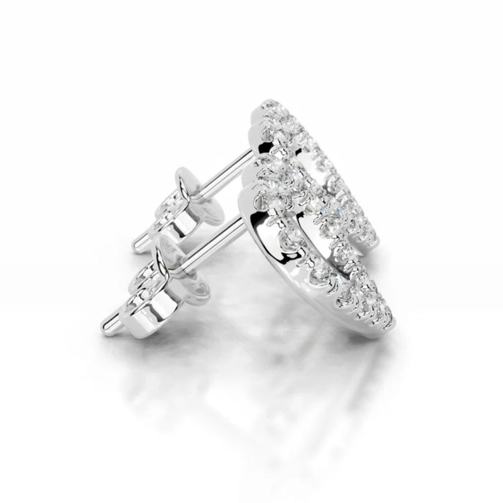 Round Cut Moissanite Pave Set Stud Earring For Earring