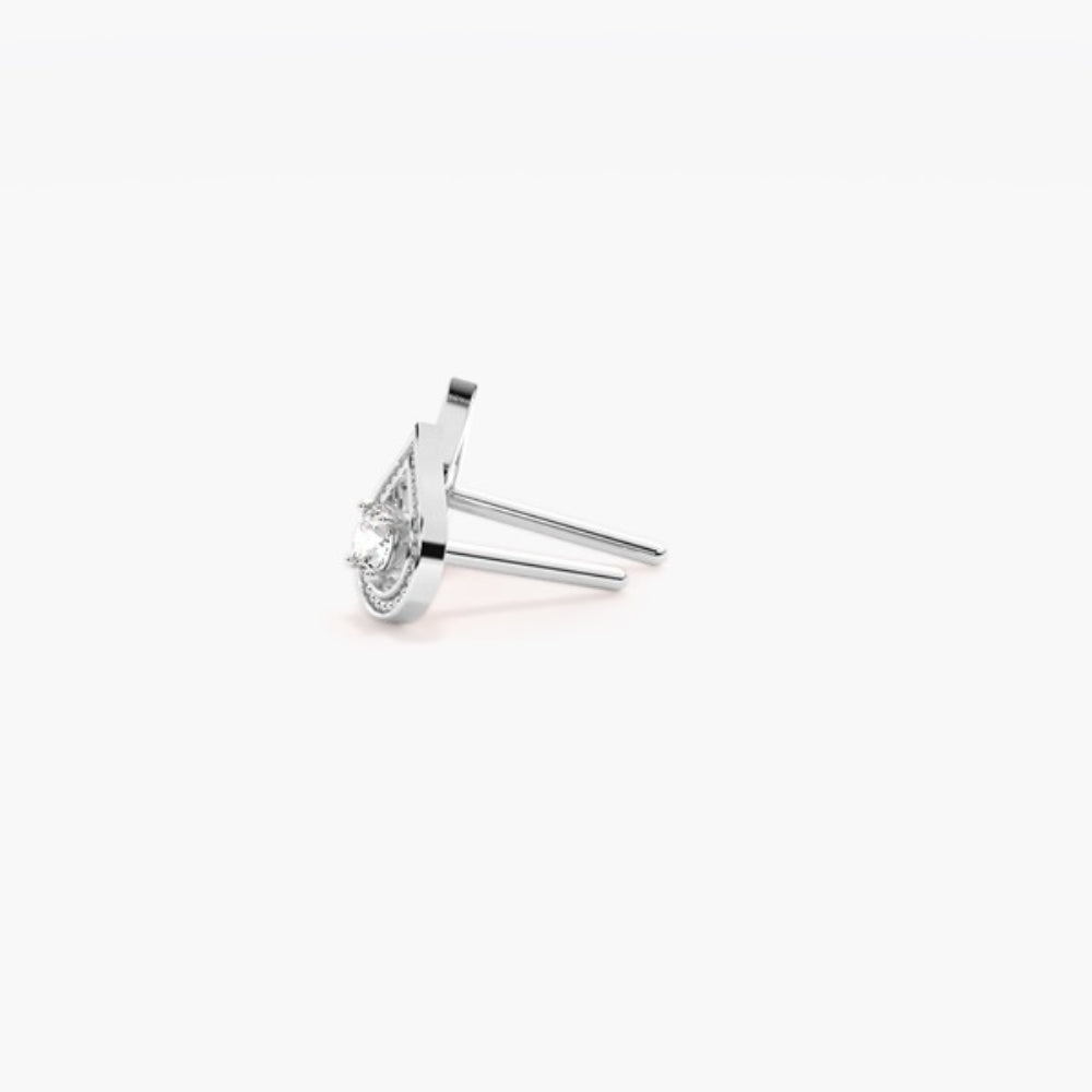 Round Cut Moissanite Filligree Style Stud Earring