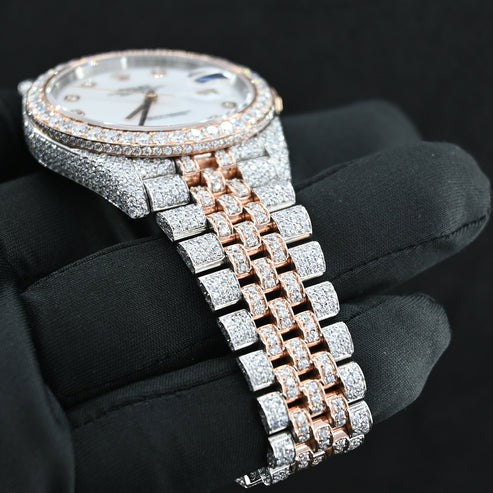 Datejust Rolex Iced Out Hip Hop Luxury Dual Tone Watches