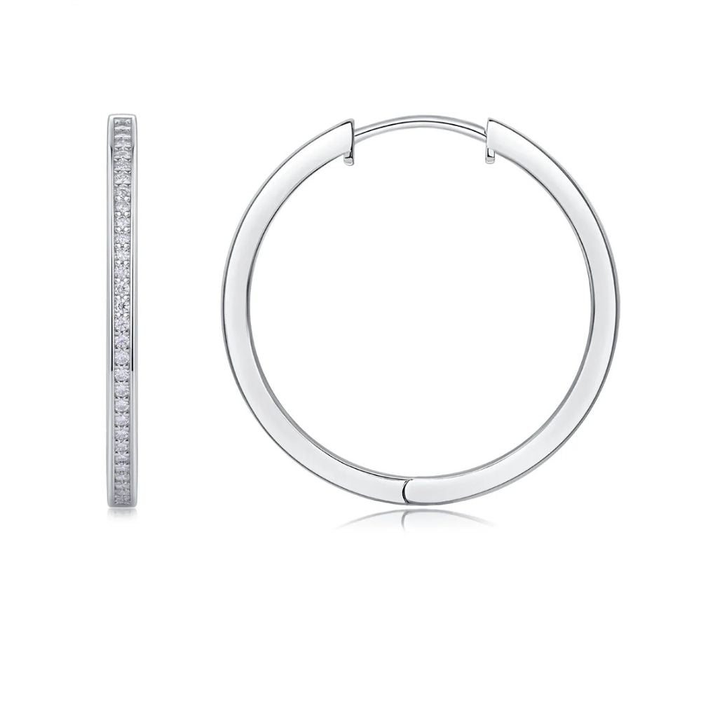 Round Cut Moissanite Pave Set Hoop Earrings
